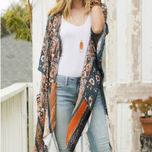 🔥 Vintage Inspired Paisley Kimono Duster NWT - Picture 2 of 8